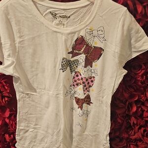 White T-Shirt with Bow Design